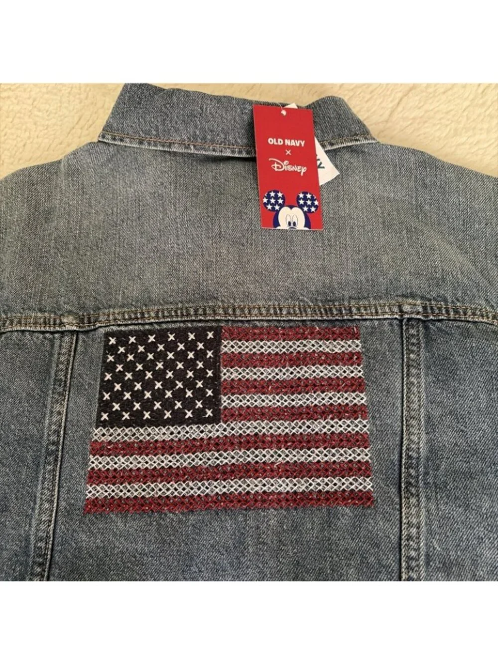 Disney Old Navy NWT Jean Jacket L 10/12 Girls American Mickey Oh Boy!